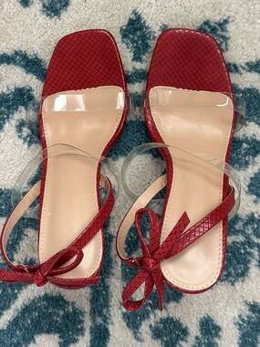 Womens Clear Heels Sandals  Ankle Strap Sexy High Heeled Stiletto Shoes